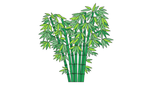 Ilustra&ccedil;&atilde;o vetorial de um grupo de caules de bambu verde exuberante com folhas, isolado em fundo branco, simbolizando natureza, crescimento e sustentabilidade.