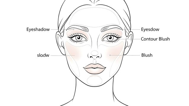 Illustration of Facial Anatomy with Facial Features Labeled