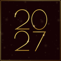 Naklejka premium 2027 square gold luxury greeting card design vector illustration.