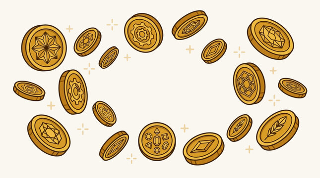Monedas de oro flotando en el aire con destellos brillantes, concepto de riqueza y &eacute;xito.