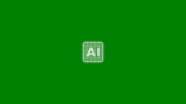 AI (Artificial Intelligence) Processing Data, Information, AI Data Analysis, Pattern Discovery, AI Sorts or Recognizes Data Insights - Minimal Flat Design Motion Graphics Clip, Green Screen, 7.5% Gray