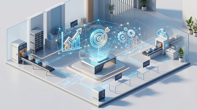 Isometric factory with smart automation and data analytics