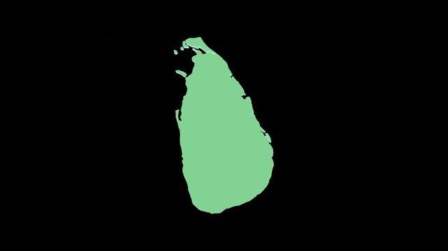 Sri Lanka green 3D map spin perfect 10 second loop black background