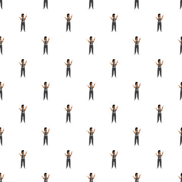 Sommelier character holding a glass of wine repeating in a seamless flat pattern