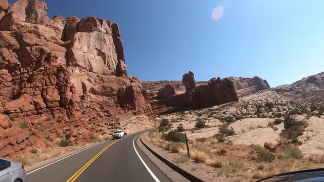 Epic scenic drive across the American Southwest with vast deserts, mountains and canyon landscapes