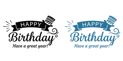 Fototapeta premium Birthday wishes greeting cards with party hats and banners
