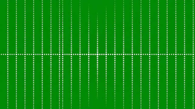 Green wave patterns expanding across screen with digital audio visualization and broadcast graphic elements