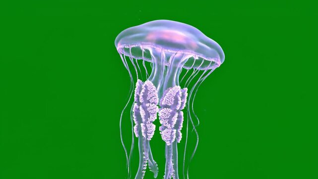 Jellyfish gracefully drifting in clear ocean water with soft ambient light