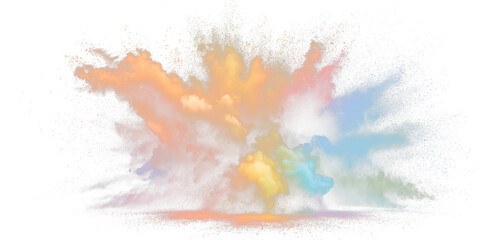 Fototapeta premium Bright Holi Color Explosion with Flying Powder Particles PNG