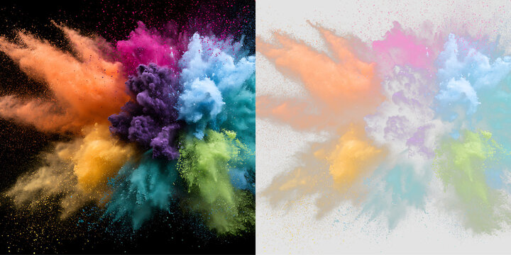 Abstract Holi Color Explosion with Flying Powder Texture PNG