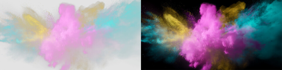 Fototapeta premium Bright Rainbow Dust Burst with Creative Color Effects PNG