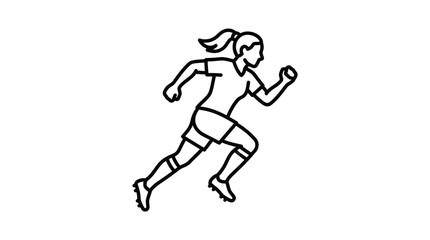 Fototapeta premium Female soccer player running line art icon.