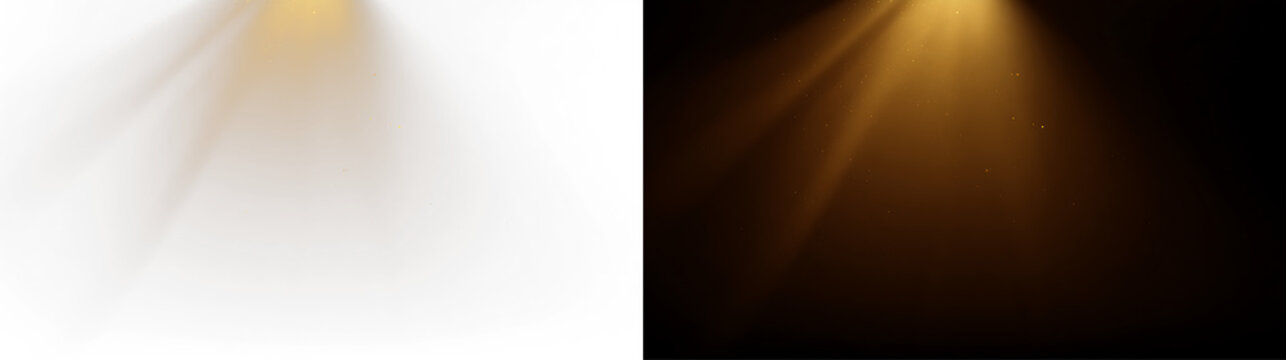 Radiant Yellow Gold Spotlight Overlay with Smooth Illumination PNG