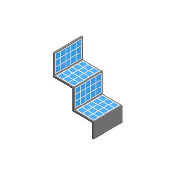Foldable solar panel, isometric icon. Portable renewable energy equipment
