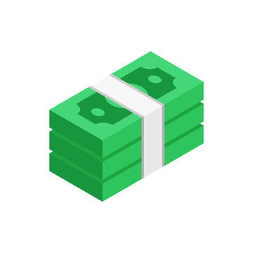 Stack of cash banknotes, isometric icon. Money and financial wealth