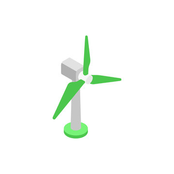 Wind turbine, isometric icon. Renewable energy generation and wind power