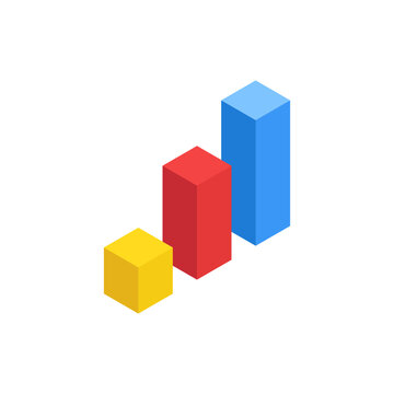 Bar chart, isometric icon. Business statistic and data analysis