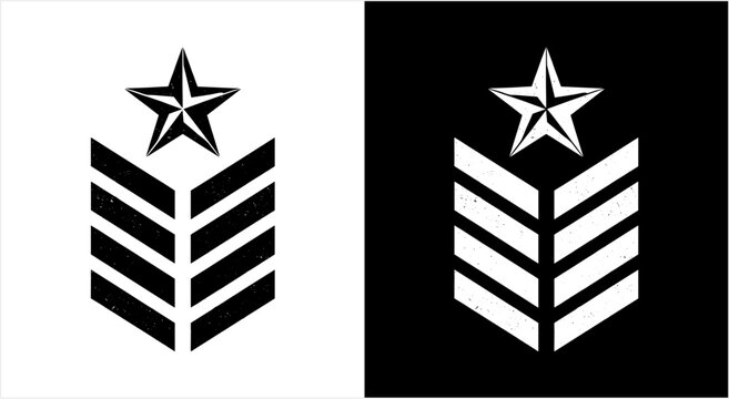 Military Rank Insignia With Star and Chevrons.