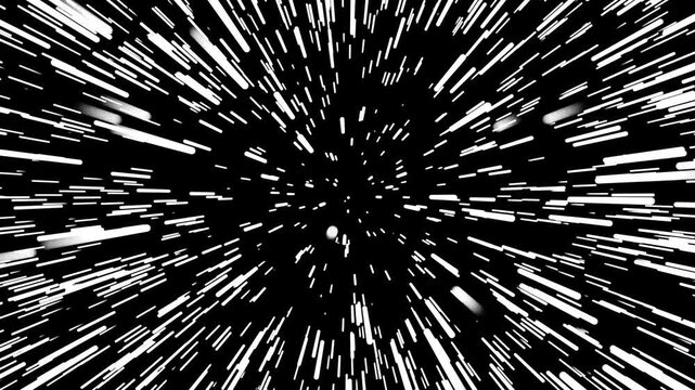 Glowing Neon Rays Motion in SPACE, lightspeed journey through time continuum. 3D Animation with White color neon lights. FUTURISTIC and ABSTRACT colorful background.  Digital Wallpaper Design Concept 