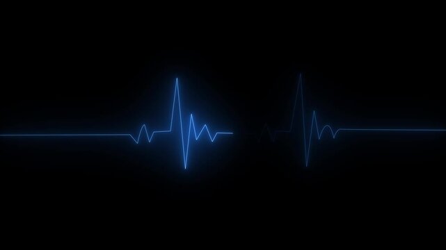 Abstract ECG heart monitor display showing heartbeat pulse wave line, electrocardiogram cardiogram graph on digital medical screen in hospital, medical health illustration