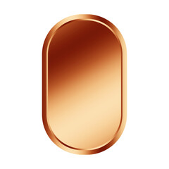 Obraz premium Brown gold tag label metal rounded square shape objects isolated on white background