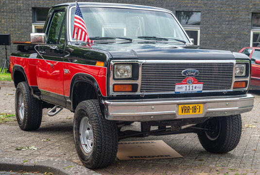 Lelystad, The Netherlands, June 21, 2026, Ford F150 pickup truck from 1985, 7th generation of f-series at The National Old Timer Day