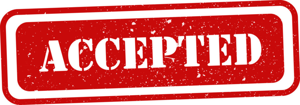 A red stamp with the word accepted in white letters