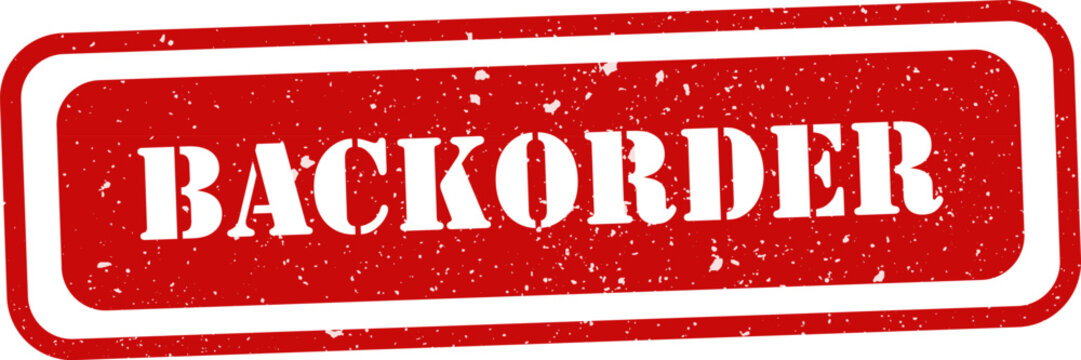 Red backorder stamp on white background for inventory management
