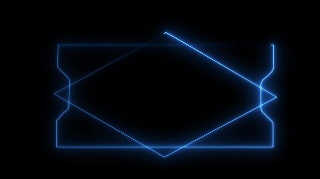 Abstract glowing neon light high tech rectangular frame animation on background. glowing rectangle frame loading background