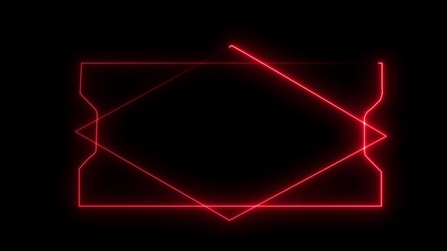 Abstract glowing neon light high tech rectangular frame animation on background. glowing rectangle frame loading background