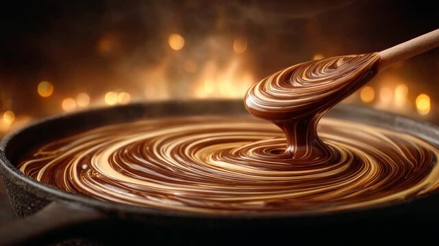 melted chocolate on a spoon