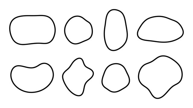 Minimalist organic line art shapes and irregular blob frames vector set for modern graphic design