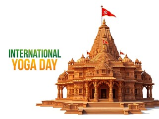 Obraz premium Beautiful intricately carved temple architecture with spiritual symbolism for international yoga day celebration