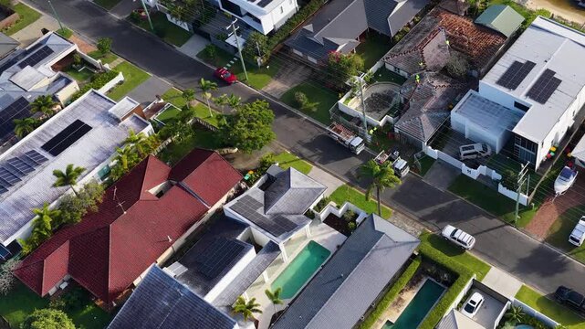 Aerial View of Luxury Waterfront Homes and Canals in Broadbeach