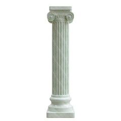 Naklejka premium Marble Ionic column with a fluted shaft and volute capital, isolated on white transparent for architectural design use