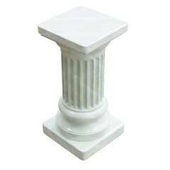 Naklejka premium White marble classical pedestal with fluted column, square cap, and veined stone texture, isolated on white transparent