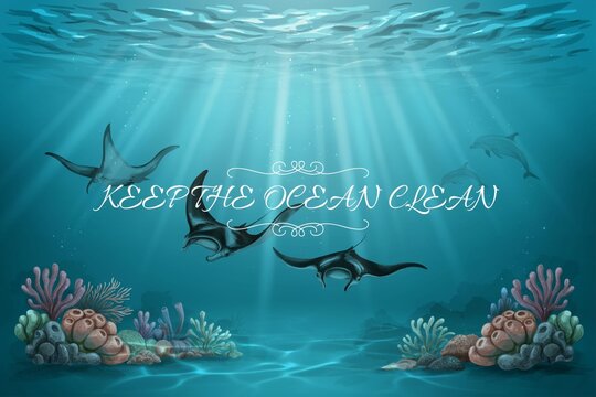 Manta rays in ocean