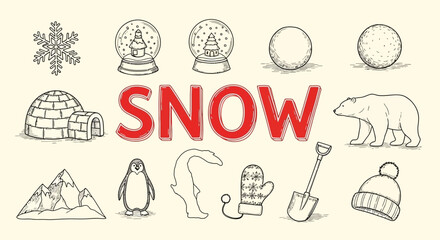 Fototapeta premium Winter Snow Concept Illustration Elements.