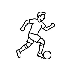Obraz premium Soccer Player Dribbling Ball Line Art Icon