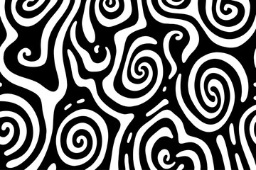 Fototapeta premium Abstract black and white colorful smooth wavy seamless loop background, Vibrant liquid black abstract art with white splashes on a dynamic background, yellow fabric distressed texture, pattern, 