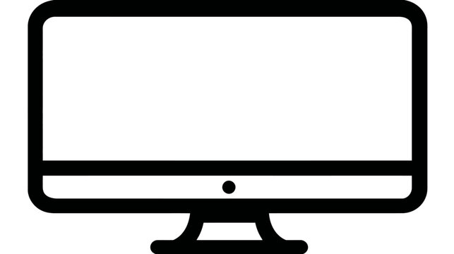 Minimalist computer monitor icon with blank display isolated on white background