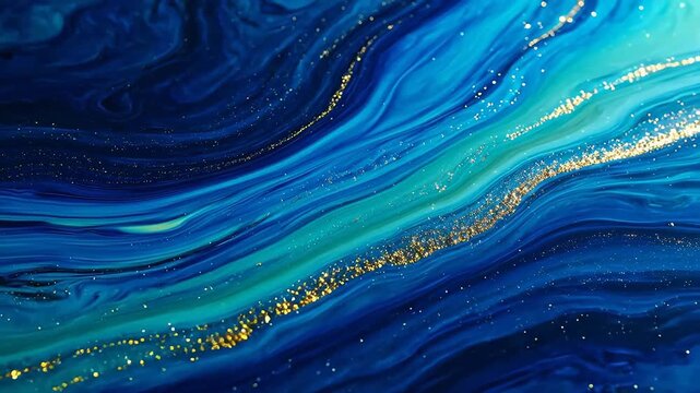 Abstract blue and gold swirling pattern
