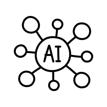 PNG AI network illustration with connected nodes, transparent background