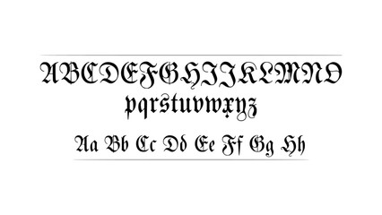 Obraz premium Typography Showcasing Black and White Lettering with Intricate Designs and Uppercase and Lowercase Letters