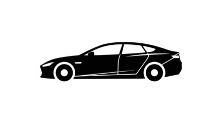 Fototapeta premium Minimalist black sedan car silhouette side view profile