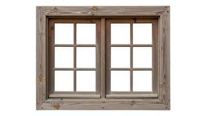 Obraz premium Double hung wooden window with six panes on white frame
