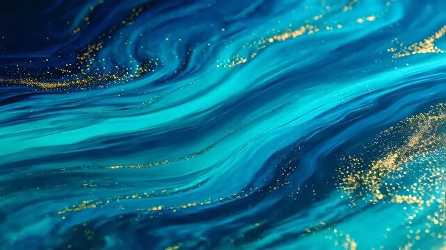 Abstract blue and gold fluid pattern