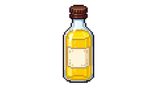 Pixel Art Bottle of Yellow Liquid with Label.