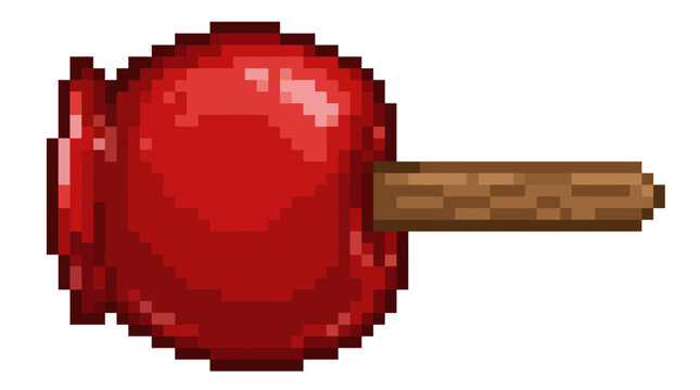 Pixel Art Candy Apple on Stick.