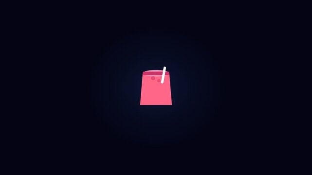 Rose Pink Smoothie Flat Icon Animation Loop Dark Blue Background